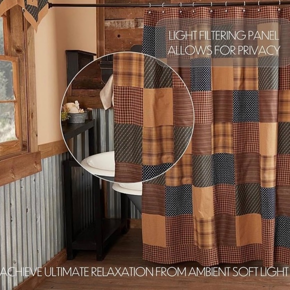 VHC Brands Patriotic Patch Cotton Shower Curtain - Picture 2 of 4